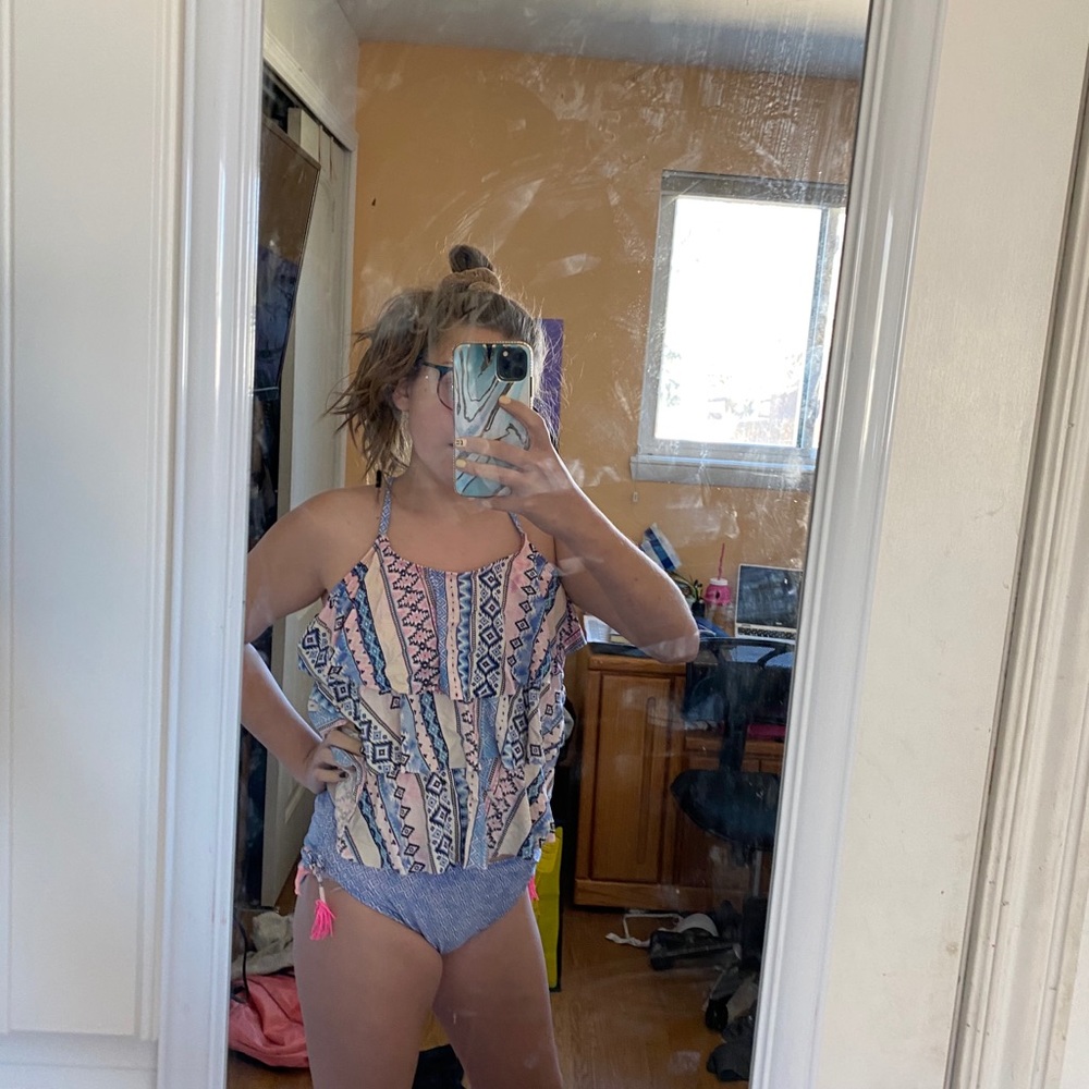 Jc penny! Two piece cross body back swim suit!